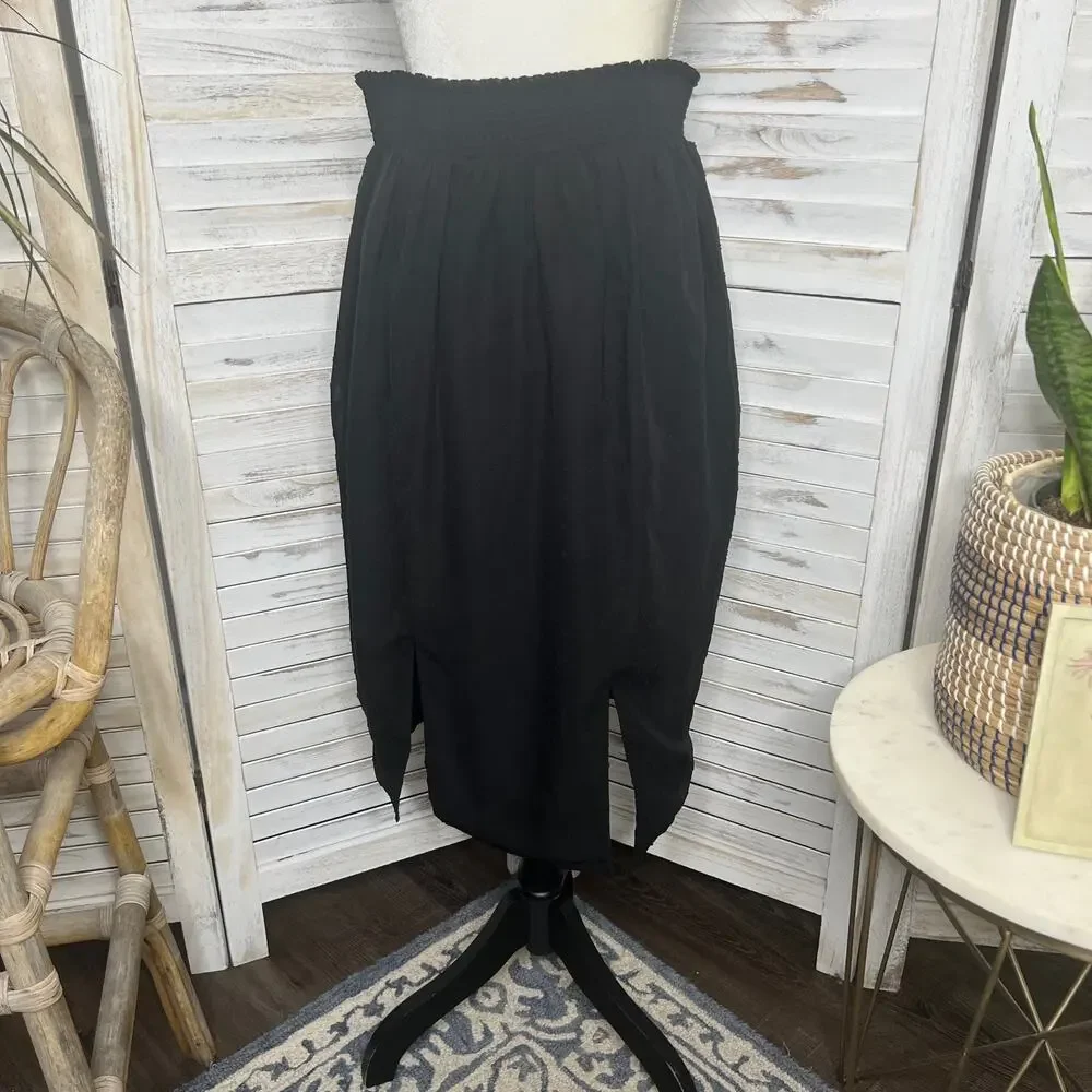 UNIVERSAL STANDARD Women's XS 10 12 Blair Swiss Dot Midi Skirt Chiffon Black - Picture 4 of 14